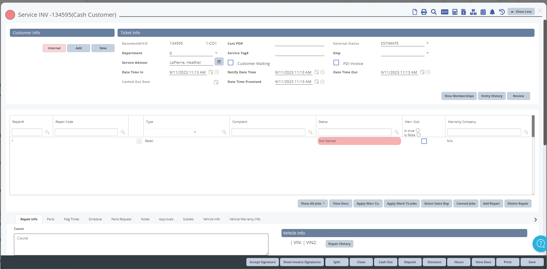 Repair Order / RO / Service Invoice – Motility Software Solutions